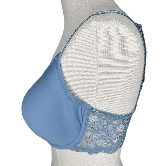 Wacoal French Garden Contour Bra sz 36DD * T-Shirt Bra Lace Band Slate Blue - Picture 4 of 7